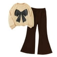 thumbnail image 1 of BOOMNY Toddler Girls Clothes Sets Long Sleeve Casual Bowknot Sweatshirts Flared Pants 2Pcs Outfits Sets Cozy Fall Winter Clothing Set, 1 of 9