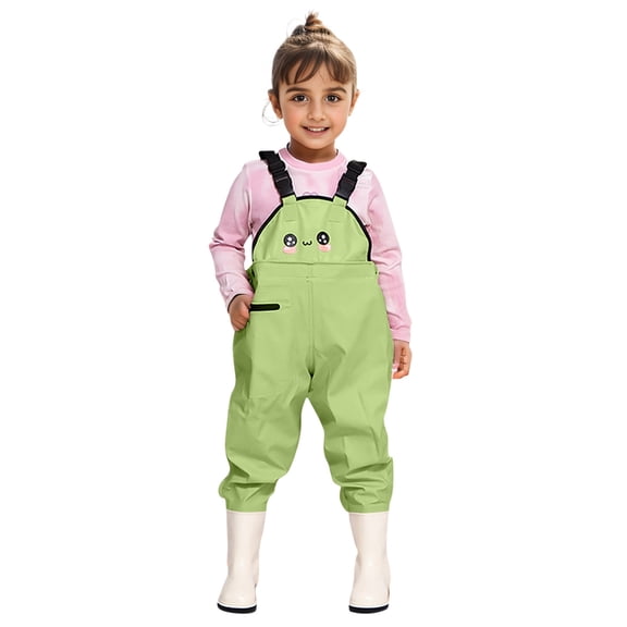 BOOMNY Toddler Girls Fishing Waders Sleeveless Chest Waders for Girls Cartoon Graphic Loose Breathable Waterproof Rompers With Pocket