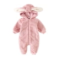 thumbnail image 1 of BOOMNY Toddler Girls Romper Cute Bunny Ear Long Sleeve Hooded Jumpsuits for Kids Soft Warm Loungewear Jumpsuit, 1 of 9