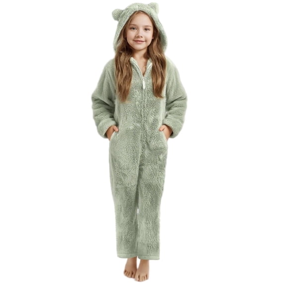 BOOMNY Toddler Girls Romper Solid Long Sleeve Thermal Jumpsuits for Kids Soft Warm Winter Loungewear Jumpsuit