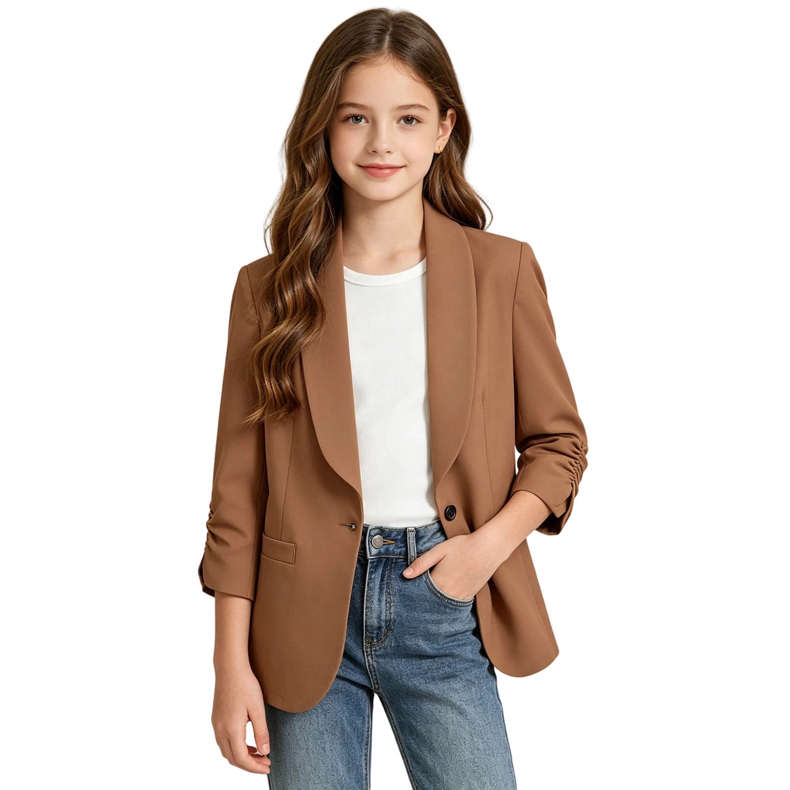 BOOMNY Toddler Girls Long Sleeve Suit Jacket Solid Notched Elegant ...