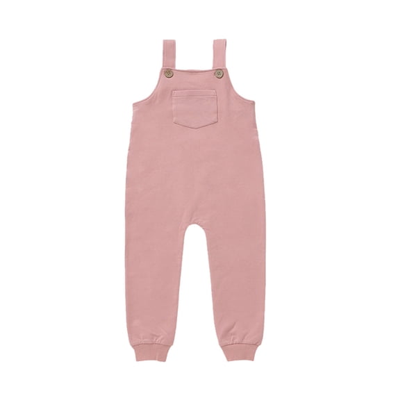 BOOMNY Toddler Girls Overalls Solid Sleeveless Jumpsuits for Kids Soft Baggy Fall Playsuits