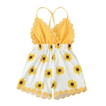 BOOMNY Toddler Girls Romper Jumpsuits Sleeveless Casual Sunflower Printed Romper Jumpsuit Soft Loose Fit Overalls Comfy Girl's Clothes