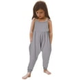 thumbnail image 1 of BOOMNY Toddler Girls Romper Solid Sleeveless Spaghetti Strap Jumpsuits for Kids Soft Baggy Jumpsuit With Pockets, 1 of 1
