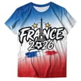 thumbnail image 1 of BOOMNY Toddler Girls Short Sleeve France Soccer T-Shirts Crew Neck France Flag Graphic International Football Tee Tops for Girl Soft Activewear, 1 of 4