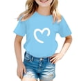thumbnail image 1 of BOOMNY Toddler Girls Short Sleeve T-Shirts Crew Neck Love Heart Graphic Tee Tops for Girl Soft Dailywear, 1 of 4