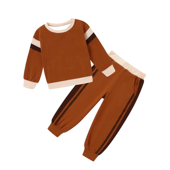 BOOMNY Toddler Girls Sweatsuits Patchwork Color Long Sleeve Sweatshirts Pants Outfits for Kids Comfy Track Suits