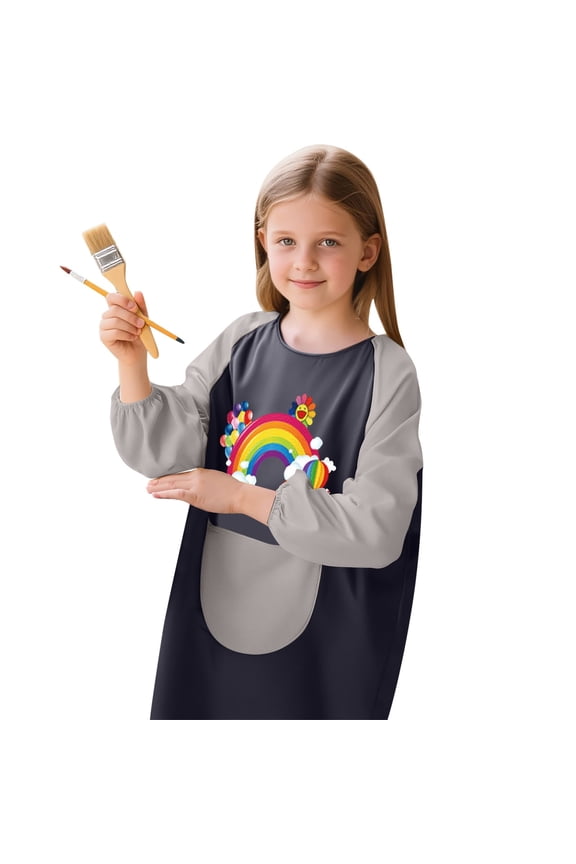 Toddler Infants Boys Art Apron Long Sleeve Smock Apron For Kids Cartoon Graphic Breathable Loose Fit Cozy Childrens Artist Tees