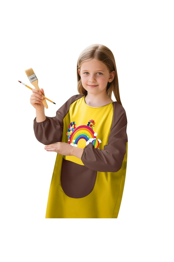 Toddler Infants Boys Art Apron Long Sleeve Smock Apron For Kids Cartoon Graphic Breathable Loose Fit Cozy Childrens Artist Tees
