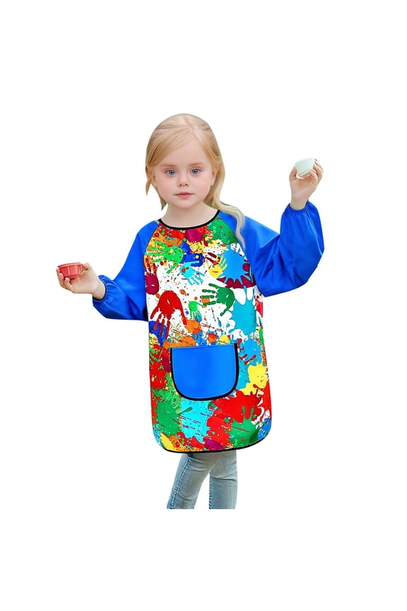 Toddler Infants Boys Art Apron Long Sleeve Smock Apron For Kids Colorful Graphic Breathable Loose Fit Cozy Childrens Artist Tees