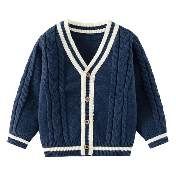 BOOMNY Toddler Infants Boys Girls Sweaters Long Sleeve School Uniform Knit Cardigan Sweater For Kids Thermal Fall Winter Knitwear