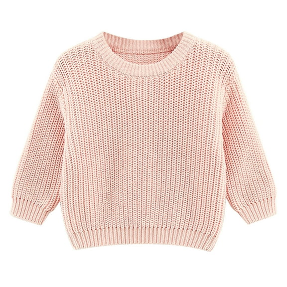 BOOMNY Toddler Infants Boys Girls Sweaters Long Sleeve Solid Color Thick Knitted Sweater For Kids Warm Fall Winter Sweaters
