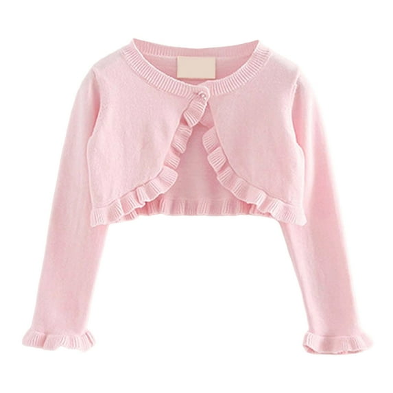 BOOMNY Toddler Girls Knit Cardigan Tops Long Sleeve T Shirts for Girls Solid Color Breathable Loose Fit Cozy Childrens Dailywear