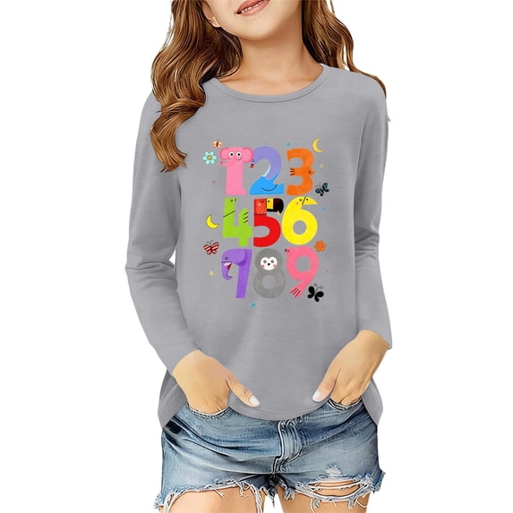 BOOMNY Toddler Girls Tshirts Short Sleeve T Shirts for Girls Number Graphic Y2K Breathable Loose Fit Cozy Childrens Athletic Tees