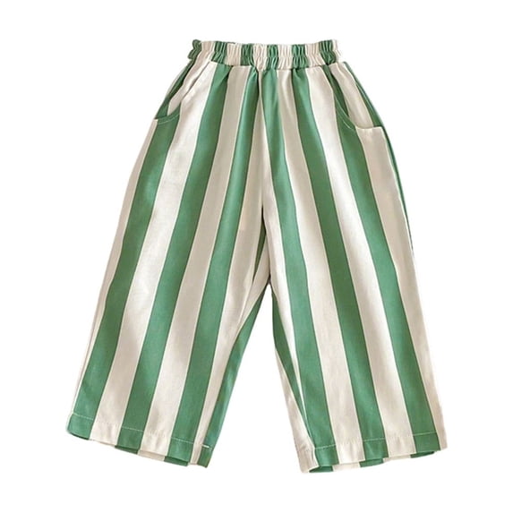 BOOMNY Toddler Kids Striped Jogger Pants Elastic Waist Drawstring Wide Leg Loose Pant