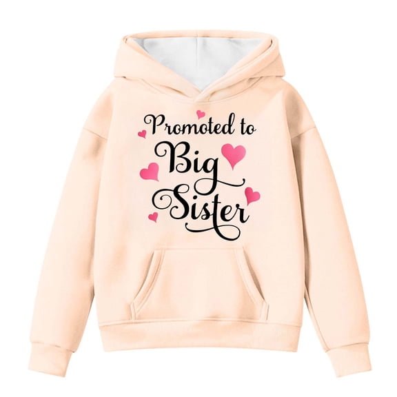 BOOMNY Unisex Boys Girls Hoodie Long Sleeve Hoodies For Girls Big Sister Letter Graphic Soft Fall Winter Hooded Sweatshirt