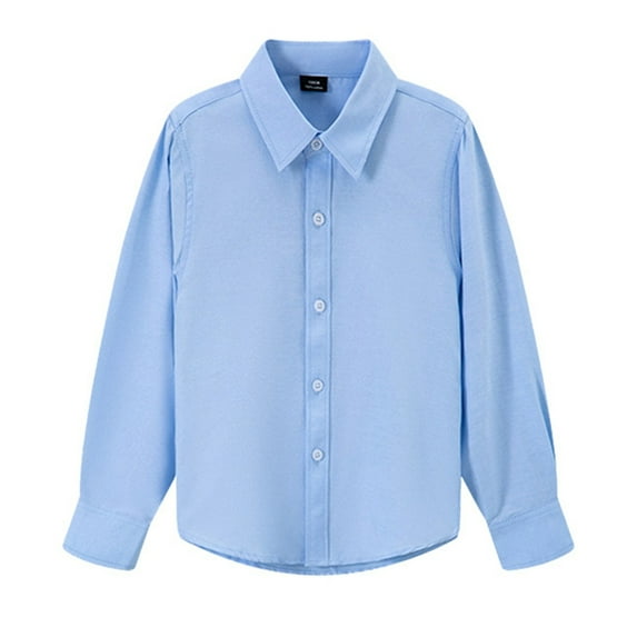 BOOMNY Unisex Boys Girls Suit Shirts Long Sleeve Buttons Dress Shirts for Boys Solid Color Breathable Loose Fit Cozy Party Wedding Formal Tops