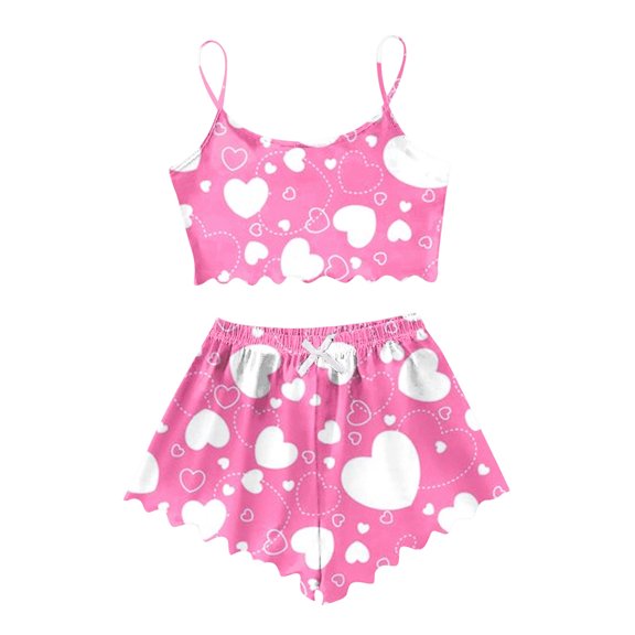 BOOMNY Valentines Womens Pajama Set 2 Peice Pajamas for Women Set Valentine's Day Love Heart Graphic Sleeveless Pjs Tops Shorts Sleepwear Outfit Cozy Soft Homewear Loungewear