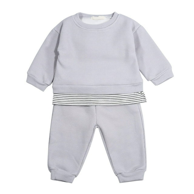 BOOMNY Winter Outfits Sets For Boys Long Sleeve Solid Color Fleeced