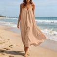 thumbnail image 1 of BOOMNY Women's Backless Cami Dress Spaghetti Strap Cami Lounge House Dresses Flowy Beach Summer Maxi Sundress, 1 of 7