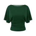 thumbnail image 1 of BOOMNY Women's Batwing Sleeve Tshirts High collar Solid T-Shirt Cozy Summer Tee Tops for Women, 1 of 5