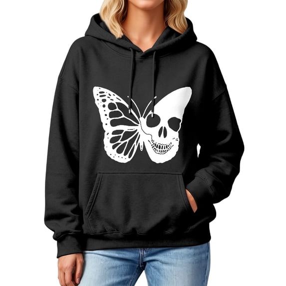 BOOMNY Women's Long Sleeve Hoodies Graphic Y2K Pullover Hoodie for Women Trendy Casual Fall Winter Hooded Sweatshirts With Pocket