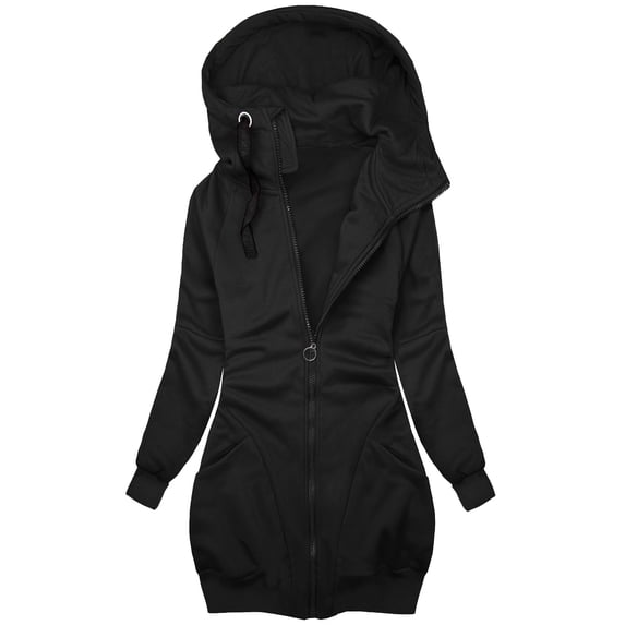 BOOMNY Women's Long Sleeve Hoodies Solid Pullover Long Hoodie for Women Trendy Zip Up Casual Fall Winter Hooded Sweatshirts With Pocket