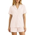 thumbnail image 1 of BOOMNY Women's Pajama Sets 2 Peice Pjs Set for Women Soft Short Sleeve Buttons Sleepwear Tops Shorts Homewear Loungewear Sets, 1 of 4