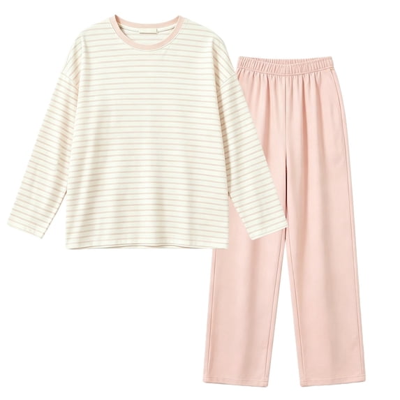 BOOMNY Women's Pajama Sets 2 Peice Pjs Set for Women Striped Long Sleeve Sleepwear Tops Pants Cozy Homewear Loungewear Sets