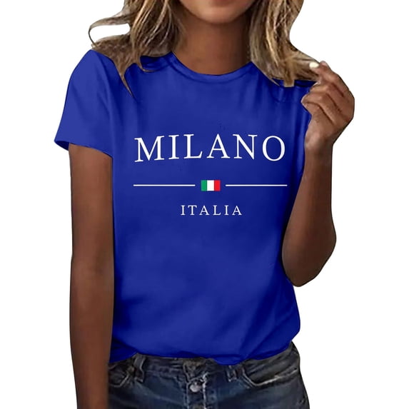 BOOMNY Women's Short Sleeve T-Shirts Crew Neck Italian Day Graphic Tshirts Summer Tee Tops for Women