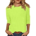 thumbnail image 1 of BOOMNY Womens 3/4 Sleeve Tshirts Crew Neck Solid Color T-Shirts Summer Tee Tops for Women, 1 of 5