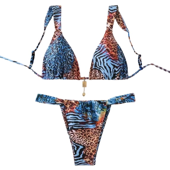 BOOMNY Womens Bikini Sets 2 Peice Swimsuit For Women Hawaii Graphic Swimwear Spaghetti Straps Low Rise Cozy Soft Bathing Suits