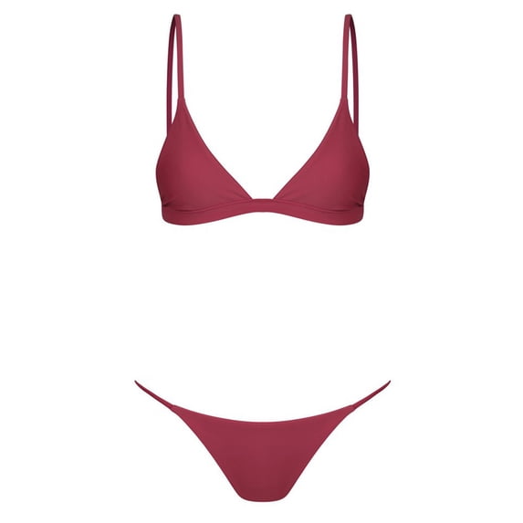 BOOMNY Womens Bikini Sets 2 Peice Swimsuit For Women Solid Color Swimwear Spaghetti Straps Low Rise Cozy Soft Bathing Suits