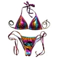 thumbnail image 1 of BOOMNY Womens Bikini Sets Shiny String 2 Peice Swimsuit For Women Metallic Spaghetti Straps Low Rise Cozy Soft Bathing Suits, 1 of 3