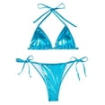 thumbnail image 1 of BOOMNY Womens Bikini Sets Shiny String 2 Peice Swimsuit For Women Metallic Spaghetti Straps Low Rise Cozy Soft Bathing Suits, 1 of 7