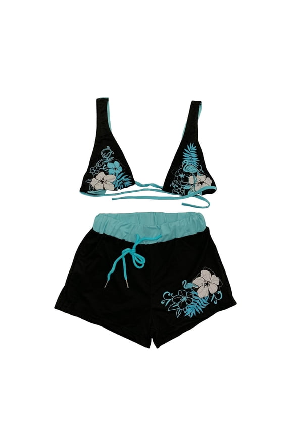 Womens Bikini Sets With Shorts 2 Peice Swimsuit For Women Floral Graphic Swimwear Lightweight Loose Fit Cozy Soft Bathing Suits