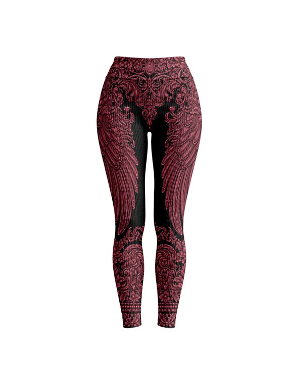 Womens Knit Leggings Y2K Ribbed Pants for Women Angle Wings Graphic Elastic Waist Cozy Fall Winter Workout Gym Bottoms