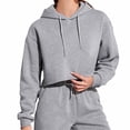 thumbnail image 1 of BOOMNY Womens Long Sleeve Cropped Hoodies Solid Workout Pullover Hoodie for Women Trendy Casual Athletic Hooded Sweatshirts, 1 of 6