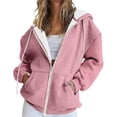 thumbnail image 1 of BOOMNY Womens Long Sleeve Fleece Hoodies Plaid Pullover Hoodie for Women Trendy Zip Up Casual Warm Fall Winter Hooded Sweatshirts With Pocket, 1 of 4