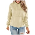 thumbnail image 1 of BOOMNY Womens Long Sleeve Fleece Hoodies Solid Y2K Pullover Hoodie for Women Trendy Casual Fall Winter Hooded Sweatshirts With Pocket, 1 of 4