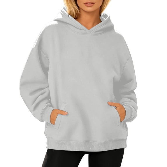 BOOMNY Womens Long Sleeve Fleece Hoodies Solid Y2K Pullover Hoodie for Women Trendy Casual Warm Fall Winter Hooded Sweatshirts With Pocket