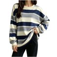 thumbnail image 1 of BOOMNY Womens Long Sleeve Striped Tshirts Crew Neck Lightweight T-Shirt Cozy Fall Tee Tops for Women, 1 of 4