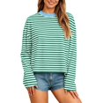 thumbnail image 1 of BOOMNY Womens Long Sleeve Tshirts Crew Neck Striped T-Shirt Loose Fall Tee Tops for Women, 1 of 5