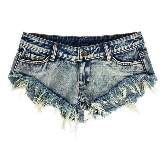 BOOMNY Womens Mini Denim Shorts Low Rise Distressed Denim Shorts For Women Solid Color Lightweight Slim Fit Fashion Short Jeans
