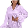 thumbnail image 1 of BOOMNY Womens Pajama Set 2 Peice Pajamas for Women Set Solid Color Long Sleeve Feather Trim Pjs Tops Pants Sleepwear Outfit Cozy Soft Homewear Loungewear, 1 of 4