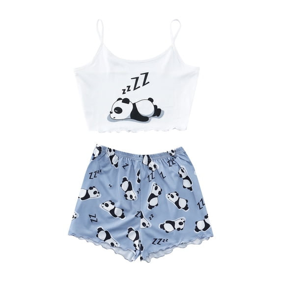 BOOMNY Womens Pajama Set 2 Peice Pajamas for Women Set Casual Graphic Sleeveless Pjs Tops Shorts Sleepwear Outfit Cozy Soft Homewear Loungewear