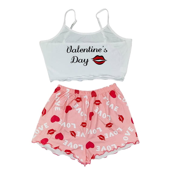 BOOMNY Womens Pajama Sets 2 Peice Pjs Set for Women Graphic Sleeveless Sleepwear Tops Shorts Homewear Loungewear Sets