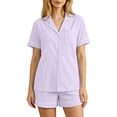 thumbnail image 1 of BOOMNY Womens Pajama Sets 2 Peice Pjs Set for Women Soft Short Sleeve Buttons Sleepwear Tops Shorts Homewear Loungewear Sets, 1 of 4
