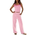 thumbnail image 1 of BOOMNY Womens Pajamas 2 Peice Set Striped Sleeveless Tops Pants Pjs Sets Cozy Fall Winter Loungewear Homewear, 1 of 6