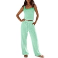 thumbnail image 1 of BOOMNY Womens Pajamas 2 Peice Set Striped Sleeveless Tops Pants Pjs Sets Cozy Fall Winter Loungewear Homewear, 1 of 6